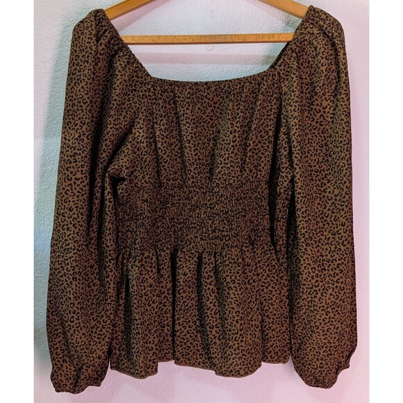Shein Curvy leopard print top Women's size 1XL Long Sleeve Blouse (961D) - Picture 1 of 3